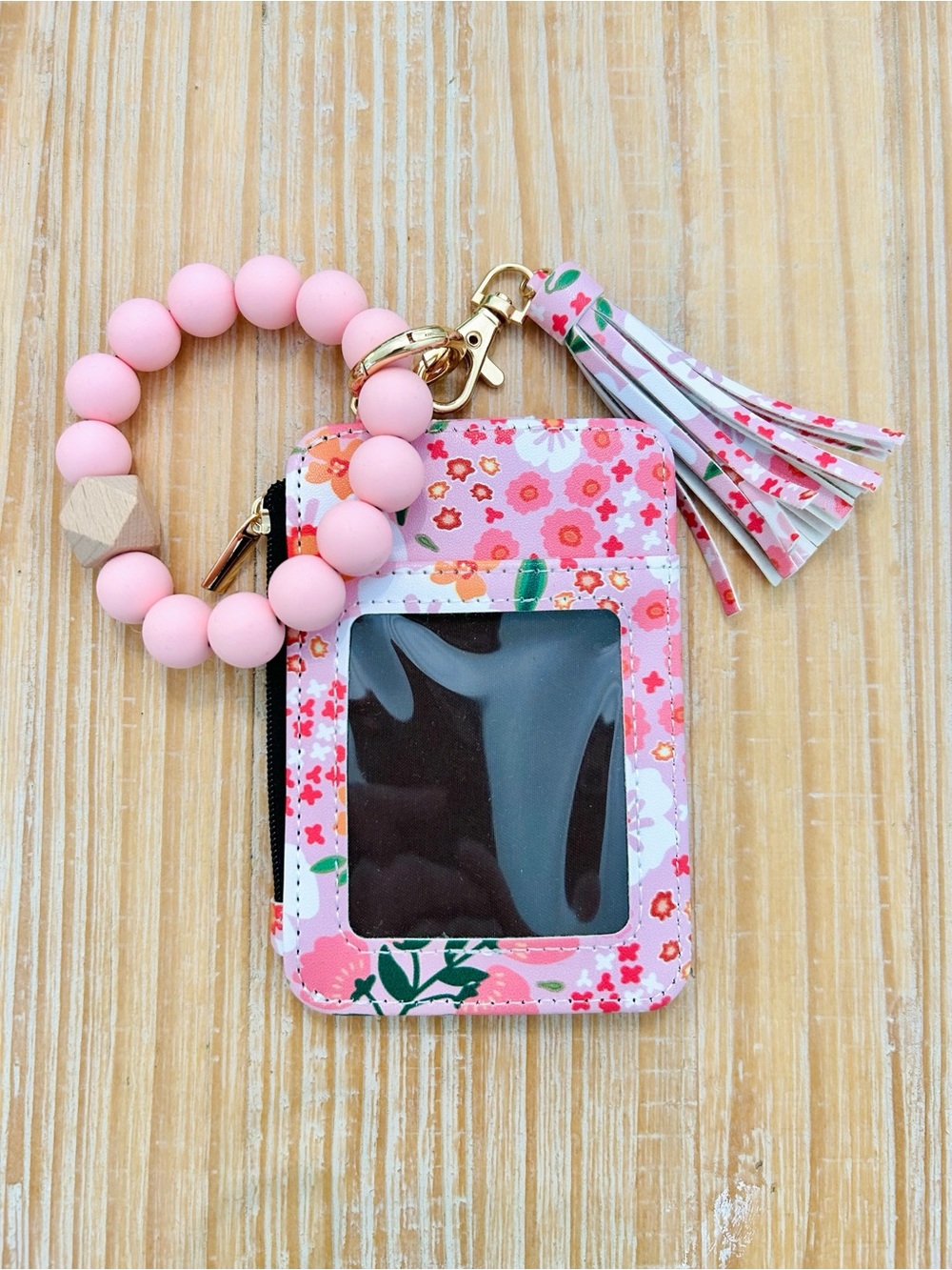 NWOT Boho Pink Floral Wristlet Card Holder Wallet - OS - Picture 3 of 3